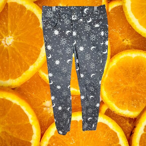 HT Hot Topic Denim Black & White Celestial Hi-Rise Super Skinny Jeans Size‎ 11 - Picture 2 of 7